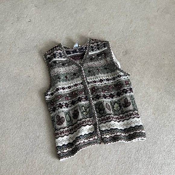 SOLD Vintage Christmas Green Sweater Vest - Picture 1 of 6